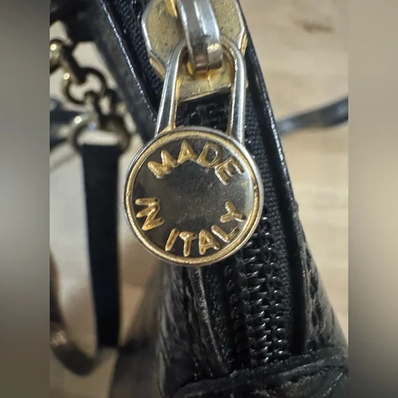 Saks Fifth Avenue Black Croc-Embossed top grain calf leather Crossbody Bag - Picture 4 of 14